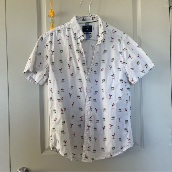 Bottom down shirts red tropical pattern - Picture 9 of 9